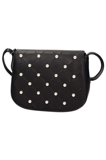 Black handbag with MAX & ENJOY pearls