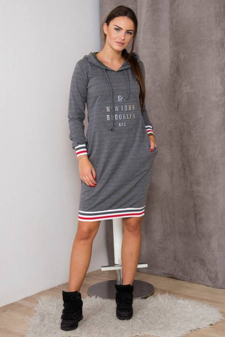 Dark gray hooded dress KES-10104-62095