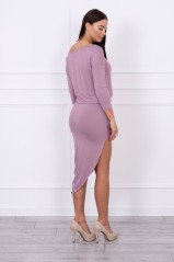 Asymmetric dress, 3/4 sleeve light purple