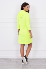 Dress with a hood and pockets yellow neon