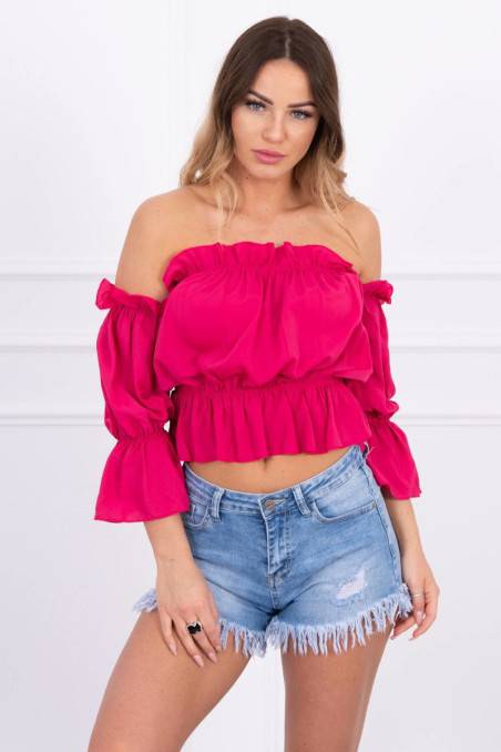 Pink blouse with open shoulders KES-14932-5435
