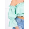 Mint color blouse with open shoulders KES-14935-5435