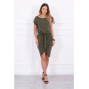 Tied dress with an envelope-like bottom khaki