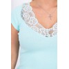 Mint blouse with lace KES-15189-8987