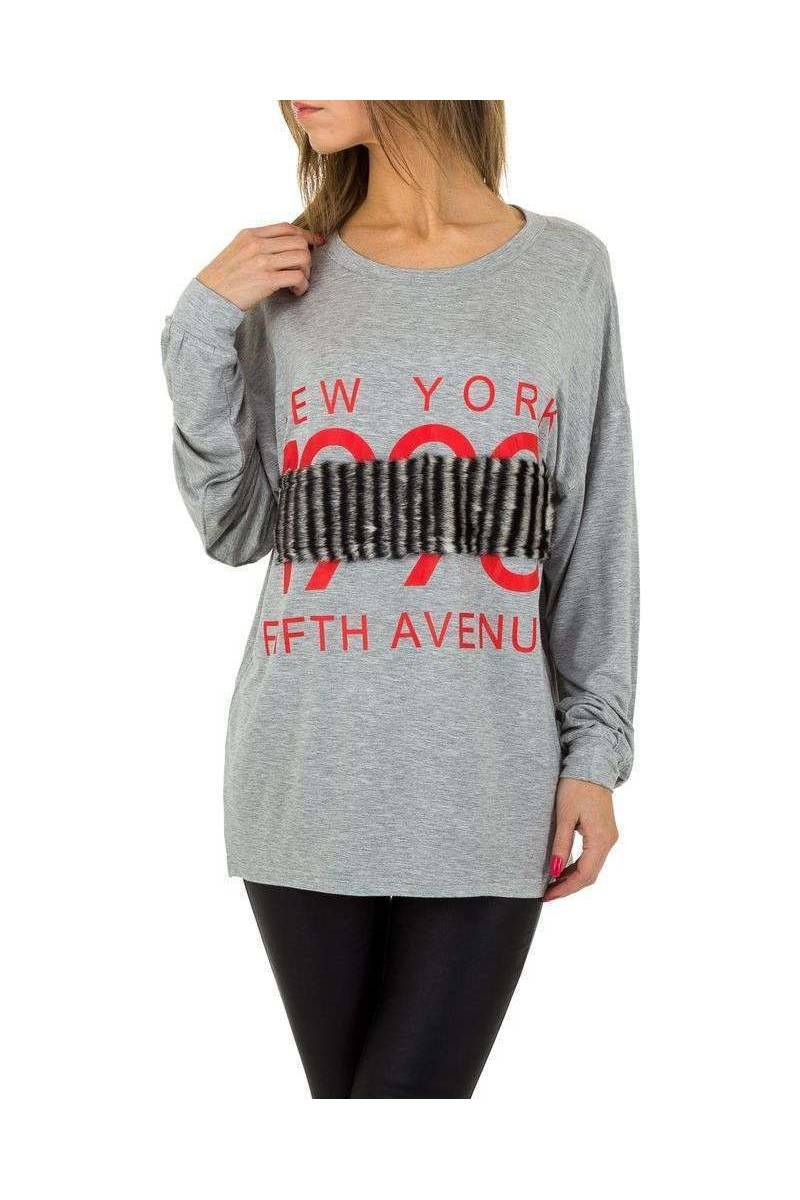 Gray casual blouse with lettering