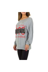 Gray casual blouse with lettering