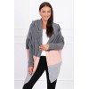 Three-color hooded sweater graphite+powdered pink+gray