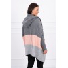 Three-color hooded sweater graphite+powdered pink+gray