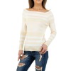 Cream colored striped blouse KL-WMY-7653-cream