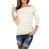 Cream colored striped blouse KL-WMY-7653-cream
