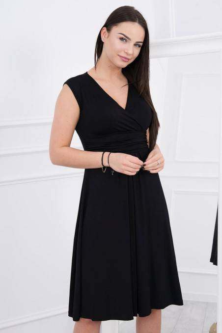 Black dress with short sleeves KES-2270-8288