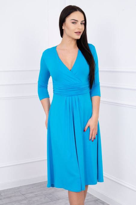 Turquoise dress with 3/4 sleeves