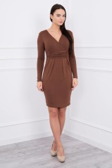 Brown dress with a triangular neckline KES-2535-8318