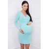 Mint colored dress with a triangular neckline KES-2539-8318