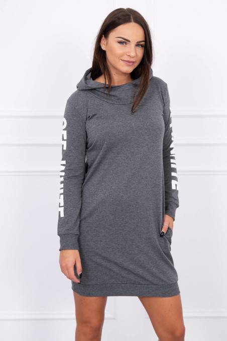 Dark gray hooded dress KES-10038-62072