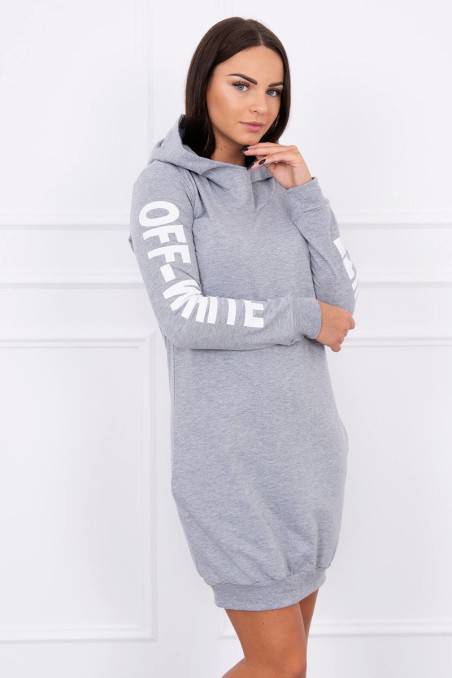 Light gray hooded dress KES-10040-62072