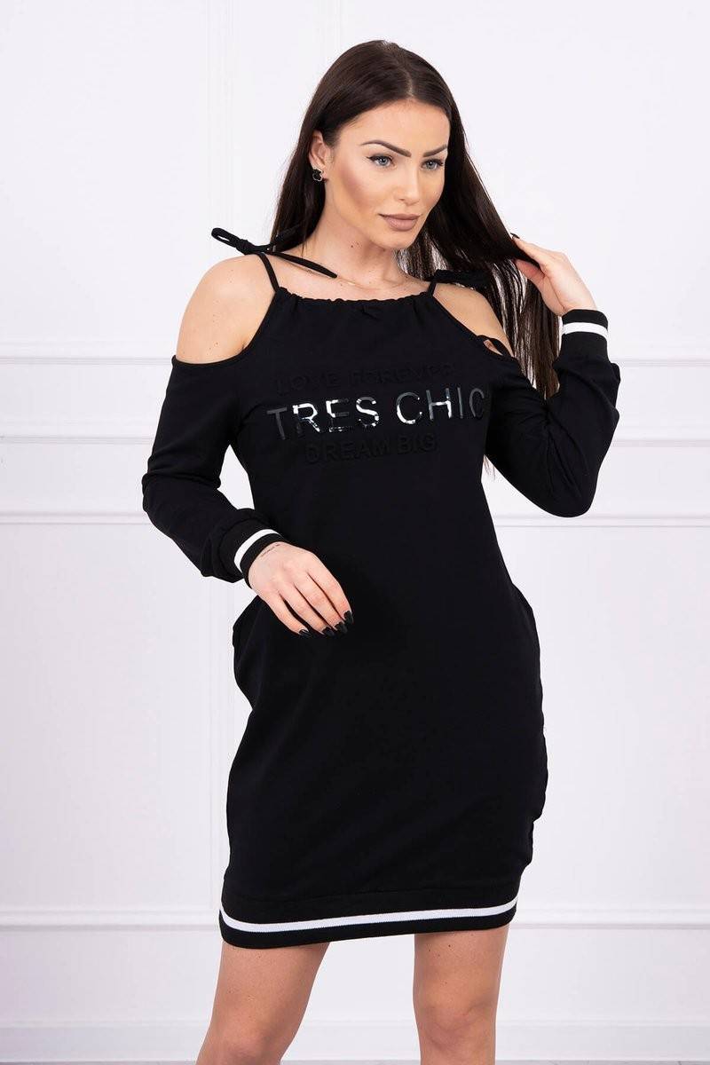 Black dress with open shoulders KES-10393-62182