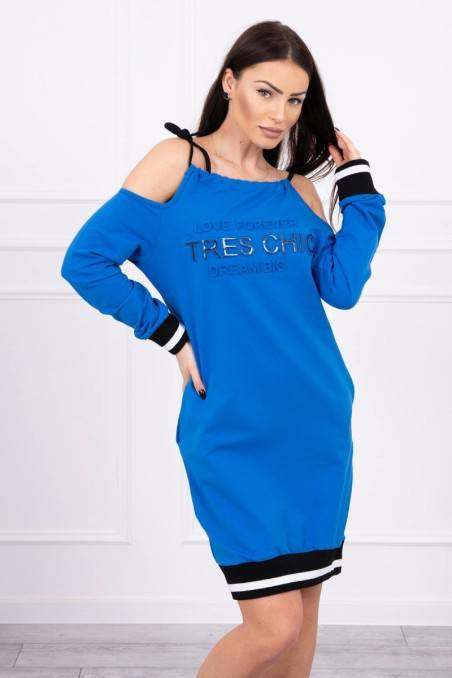 Blue dress with open shoulders KES-10395-62182