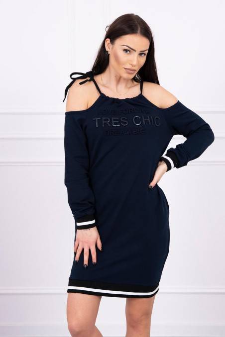 Dark blue dress with open shoulders KES-11903-62182