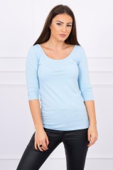 Round neckline blouse azure