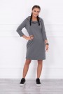 Dress with a hood and pockets graphite melange