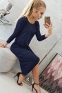 Asymmetric dress, 3/4 sleeve navy blue