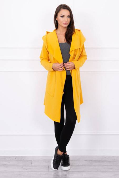 Cape with a loose hood mustard