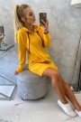 Hooded dress with a hood mustard