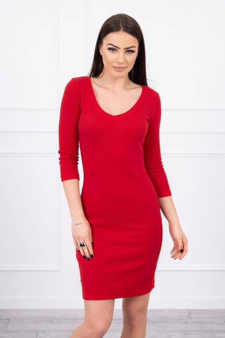 Dress fitted with neckline red