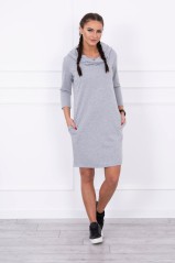 Dress with a hood and pockets gray