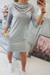 Dress with a hood and pockets gray