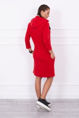 Dress with a hood and pockets red