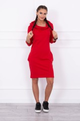 Dress with a hood and pockets red