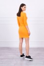 Dress fitted with neckline orange neon