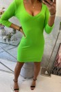 Dress fitted with neckline green neon