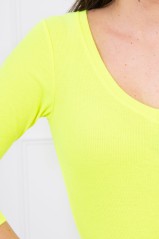 Dress fitted with neckline yellow neon