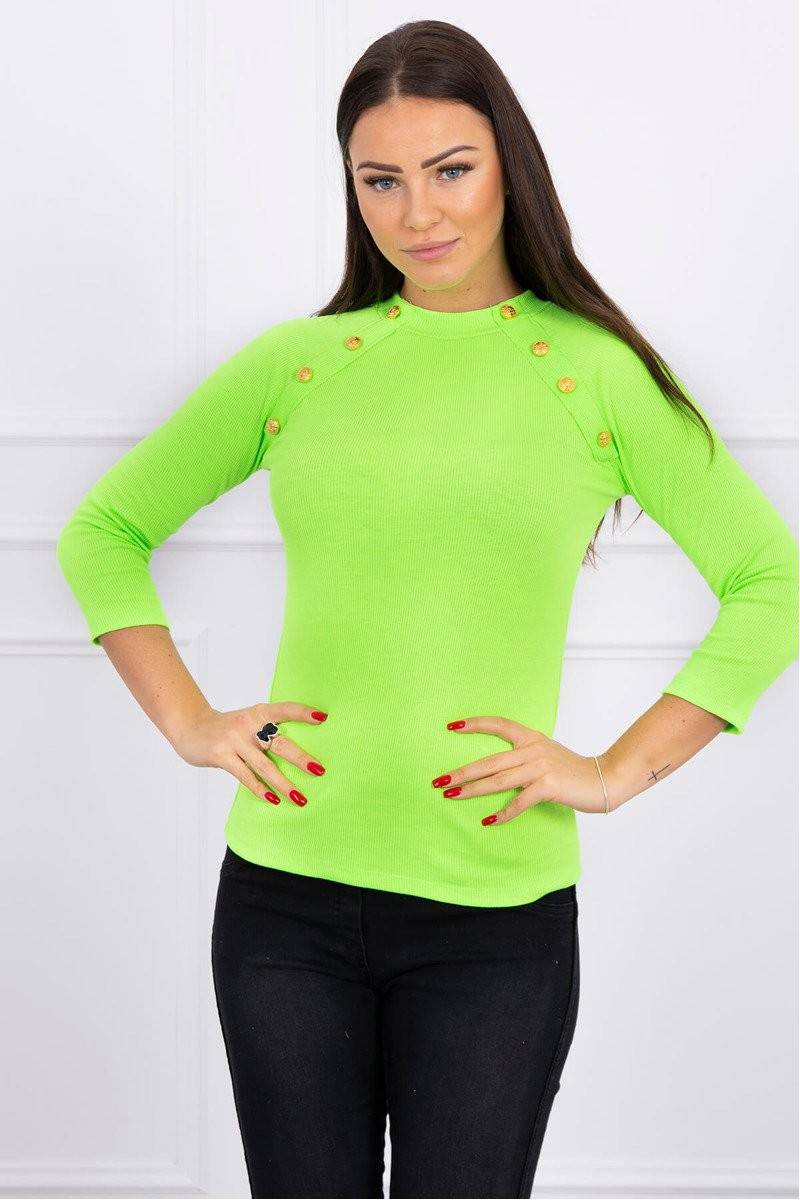 Blouse with decorative buttons green neon