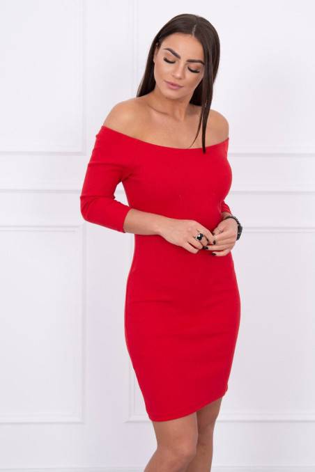 Dress fitted - ribbed red
