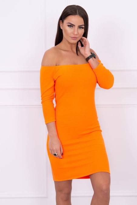 Dress fitted - ribbed orange neon