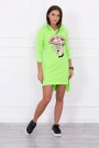 Dress with longer back and colorful print green neon