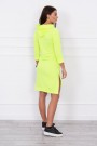 Dress with longer back and colorful print yellow neon