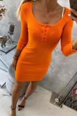 Dress with neckline with buttons orange
