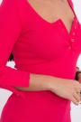 Dress with neckline with buttons fuchsia