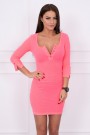 Dress with neckline with buttons pink neon