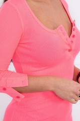 Dress with neckline with buttons pink neon