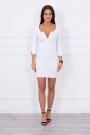 Dress with neckline with buttons white