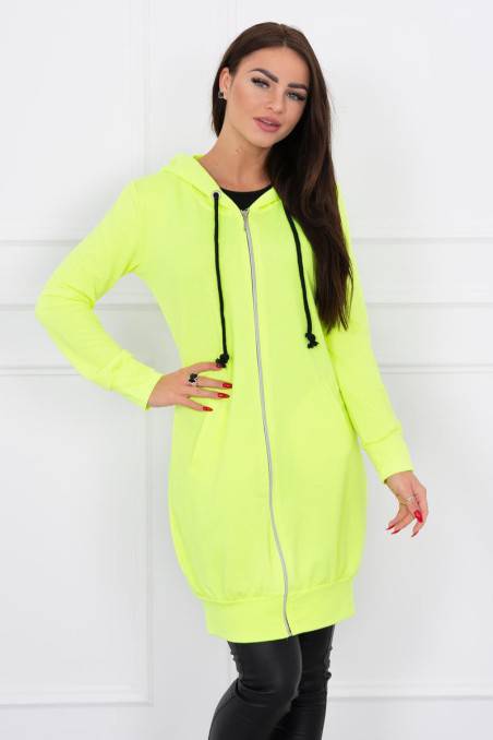 Hooded dress with a hood yellow neon