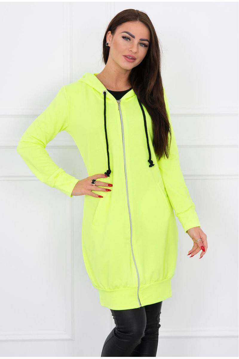 Hooded dress with a hood yellow neon