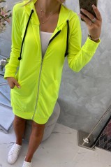 Hooded dress with a hood yellow neon