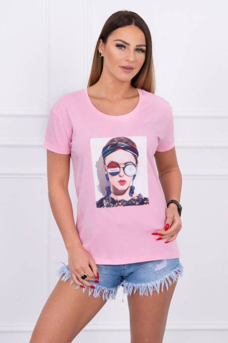 Light pink blouse with appliqué KES-14883-5405
